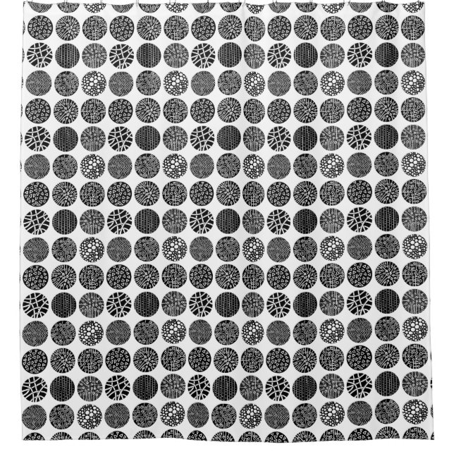 Decorative Circles - Black and White Shower Curtain (Front)