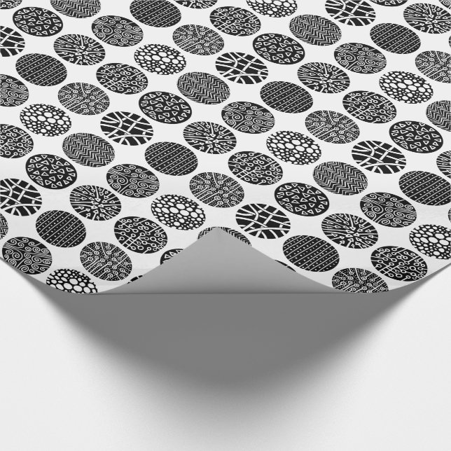 Decorative Circles - Black and White Wrapping Paper (Corner)