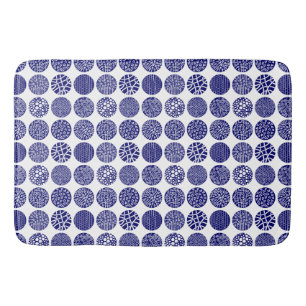 Decorative Circles - Deep Navy and White Bath Mat