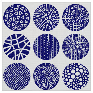 Decorative Circles - Deep Navy and White Fabric