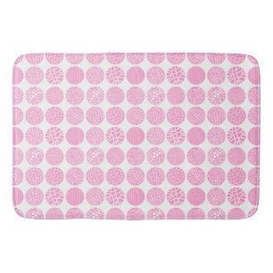 Decorative Circles - Pink and White Bath Mat