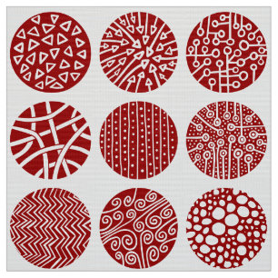 Decorative Circles - Ruby Red and White Fabric