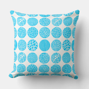 Decorative Circles - Sky Blue and White Cushion