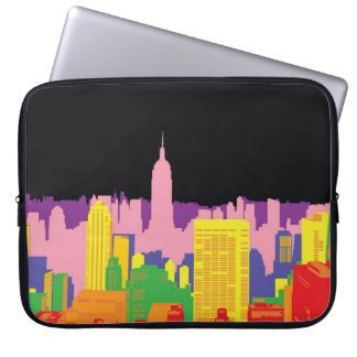 Decorative city skyline background urban buildings laptop sleeve