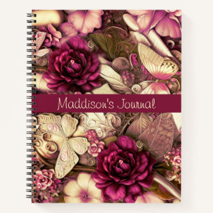 Decorative Collage Butterflies And Roses Notebook