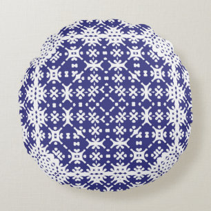 Decorative color ceramic azulejo tiles. Minimal de Round Cushion