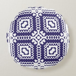 Decorative color ceramic azulejo tiles. Vintage se Round Cushion