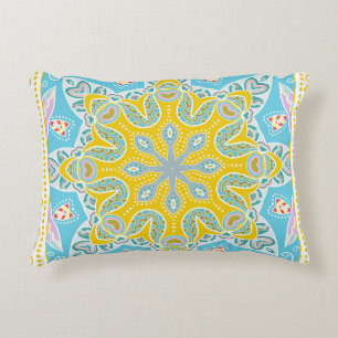 Decorative colorful ornament on white background,  cushion
