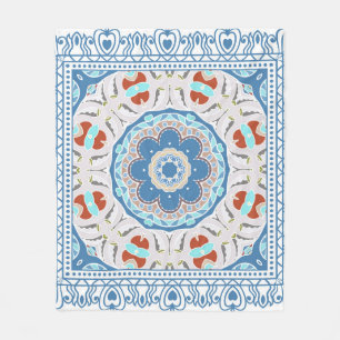 Decorative colorful ornament on white background, fleece blanket