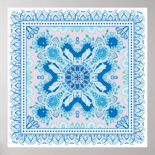 Decorative colorful ornament on white background,  poster