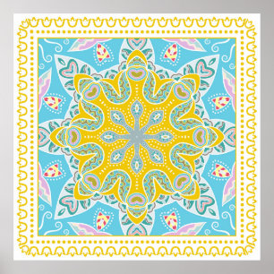 Decorative colorful ornament on white background, poster