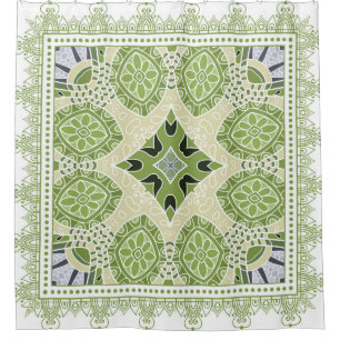 Decorative colorful ornament on white background, shower curtain