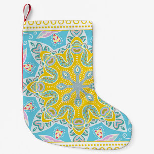 Decorative colorful ornament on white background,  small christmas stocking