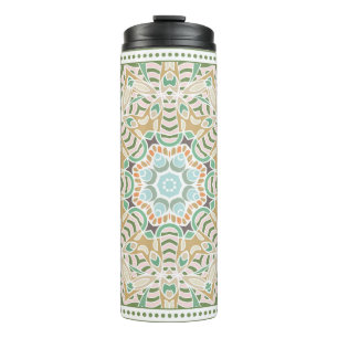 Decorative colorful ornament on white background,  thermal tumbler