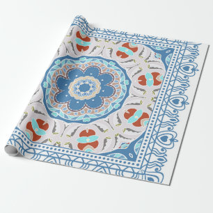 Decorative colorful ornament on white background, wrapping paper