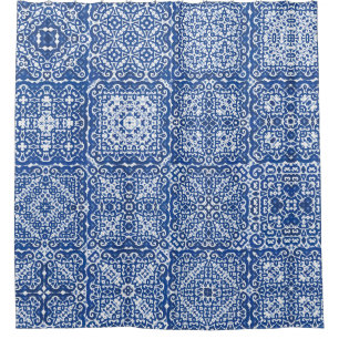Decorative colour ceramic azulejo tiles. Coloured  Shower Curtain