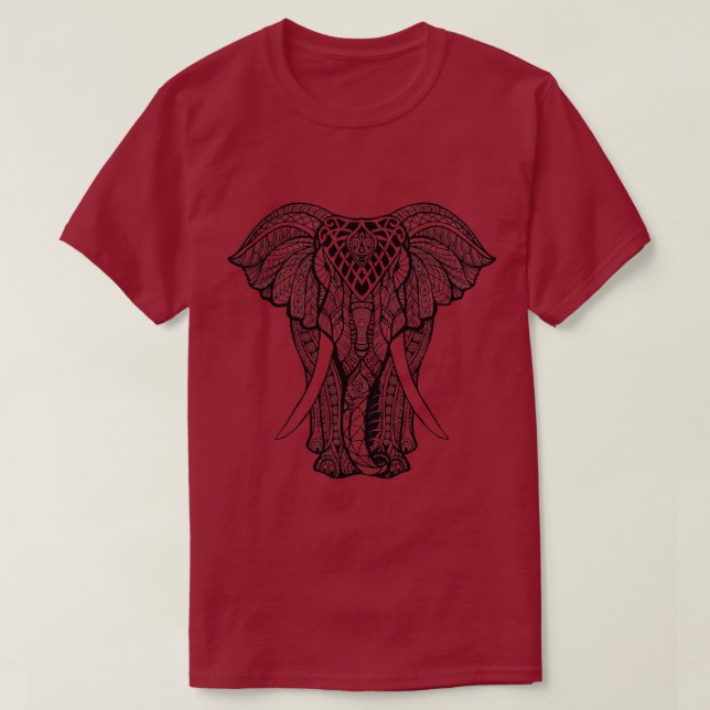 Decorative Coloured Indian Elephant T-Shirt (Design Front)