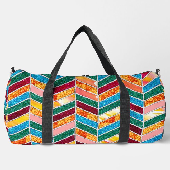 Decorative Colourful Chequered Pattern Duffle Bag (Front)
