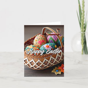 Decorative & Colourful Happy Easter Basket Holiday Card