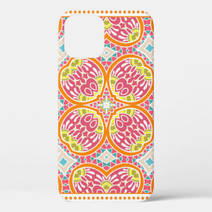 Decorative colourful ornament on a white backgroun iPhone 12 case