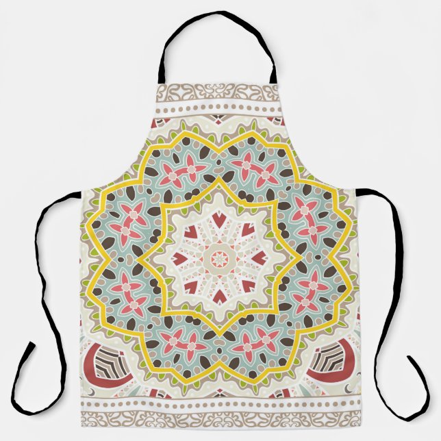 Decorative colourful ornament on white background, apron (Front)