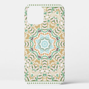 Decorative colourful ornament on white background, iPhone 12 case