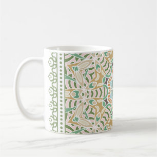 Decorative colourful ornament on white background, coffee mug