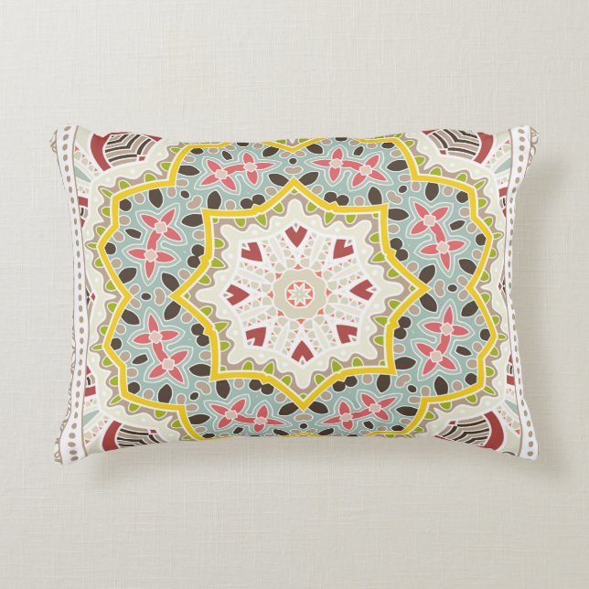 Decorative colourful ornament on white background, cushion (Front)