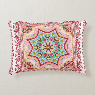 Decorative colourful ornament on white background, cushion