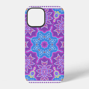Decorative colourful ornament on white background, iPhone 12 case