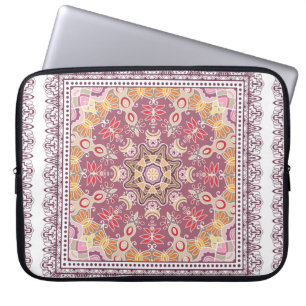 Decorative colourful ornament on white background, laptop sleeve
