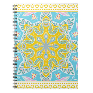 Decorative colourful ornament on white background, notebook
