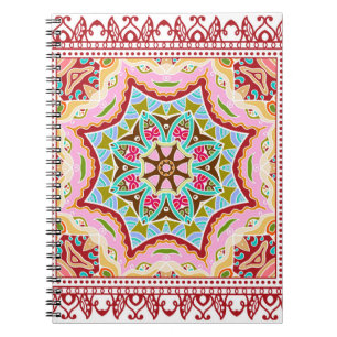 Decorative colourful ornament on white background, notebook