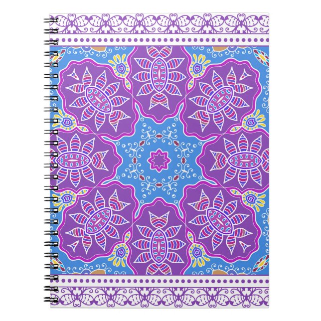 Decorative colourful ornament on white background, notebook (Front)