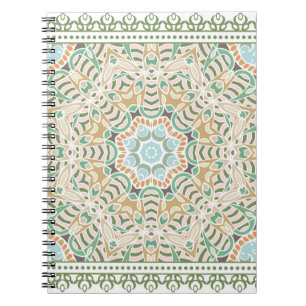 Decorative colourful ornament on white background, notebook