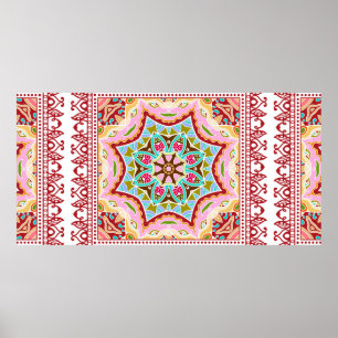 Decorative colourful ornament on white background, poster