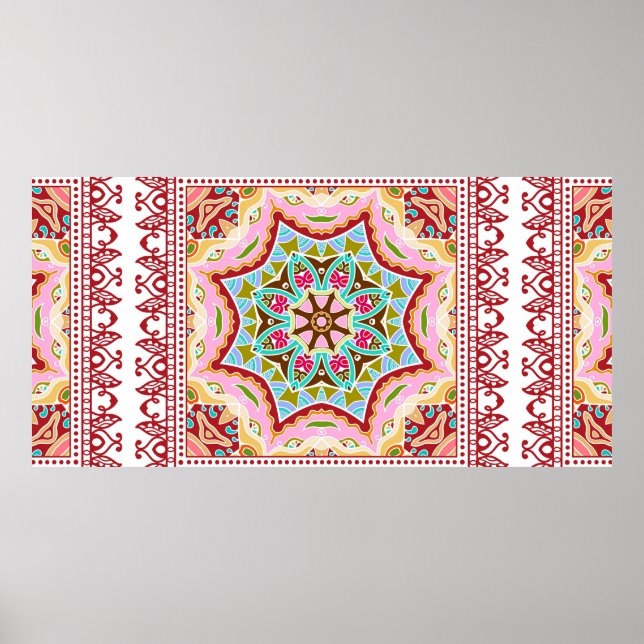 Decorative colourful ornament on white background, poster (Front)