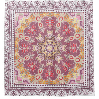 Decorative colourful ornament on white background, shower curtain