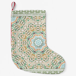 Decorative colourful ornament on white background, small christmas stocking