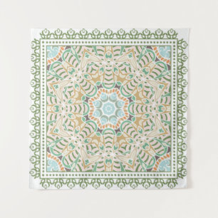 Decorative colourful ornament on white background, tapestry