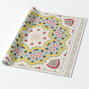 Decorative colourful ornament on white background, wrapping paper