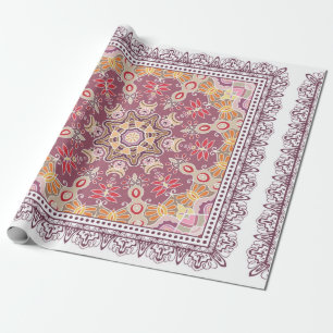 Decorative colourful ornament on white background, wrapping paper