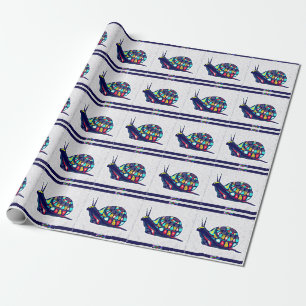 Decorative colourful snail wrapping paper
