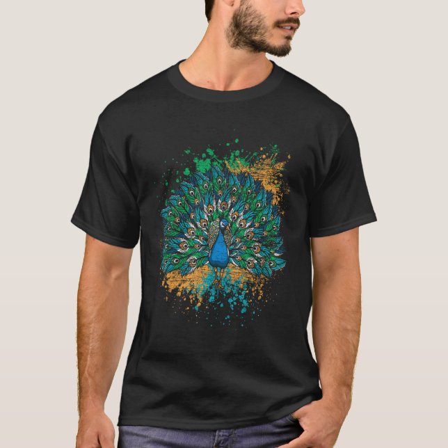 Decorative Colourful Tail Peacock T-Shirt (Front)