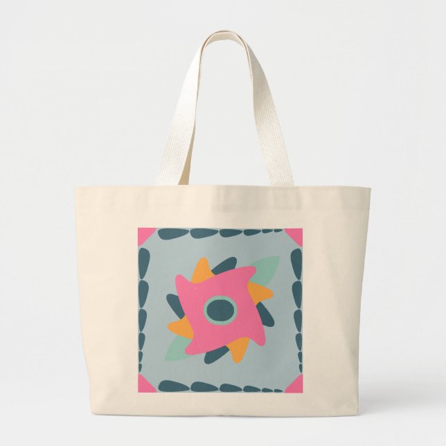 Decorative colourful tile large tote bag (Front)