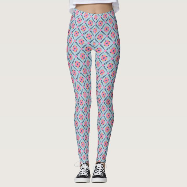 Decorative colourful tile leggings (Front)
