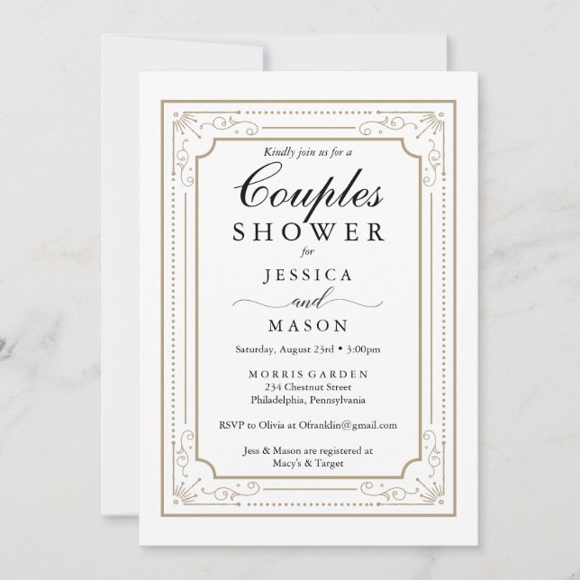 Decorative Couples Shower Invitation (Front)