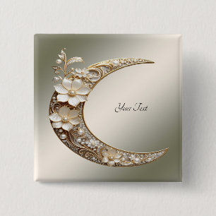 Decorative Crescent Moon Frame Button