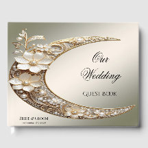Decorative Crescent Moon Frame Guest Book