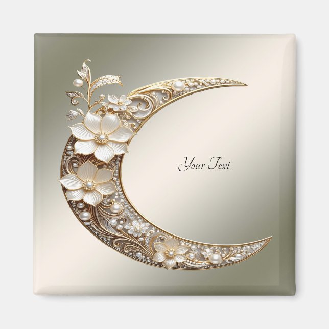 Decorative Crescent Moon Frame Magnet (Front)